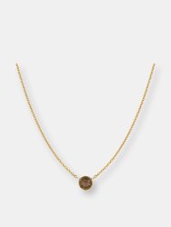 Smokey Topaz Solitaire Necklace - Rose Gold