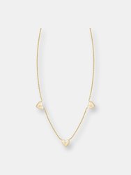 Three Diamond Bezel-Set Gold Heart Necklace - Yellow Gold