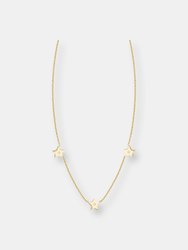 Three Diamond Gold Star Necklace - White Gold