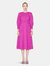 Gathered Front Bracelet Sleeve Dress - Fuschia