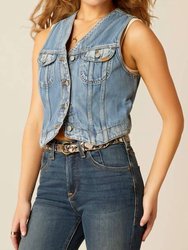 Ayla Denim Vest In Blue - Blue