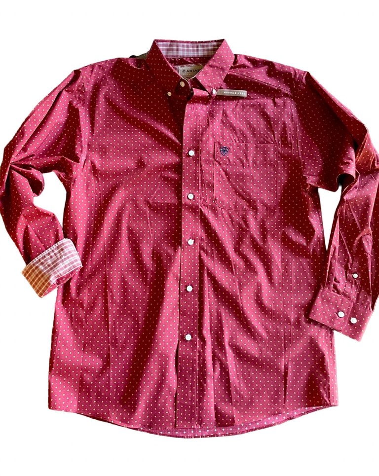 Men Wrinkle Free Kaisen Classic Fit Shirt In Biking Red - Biking Red