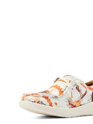 The Hilo Surfing Longhorn Print Shoe - White