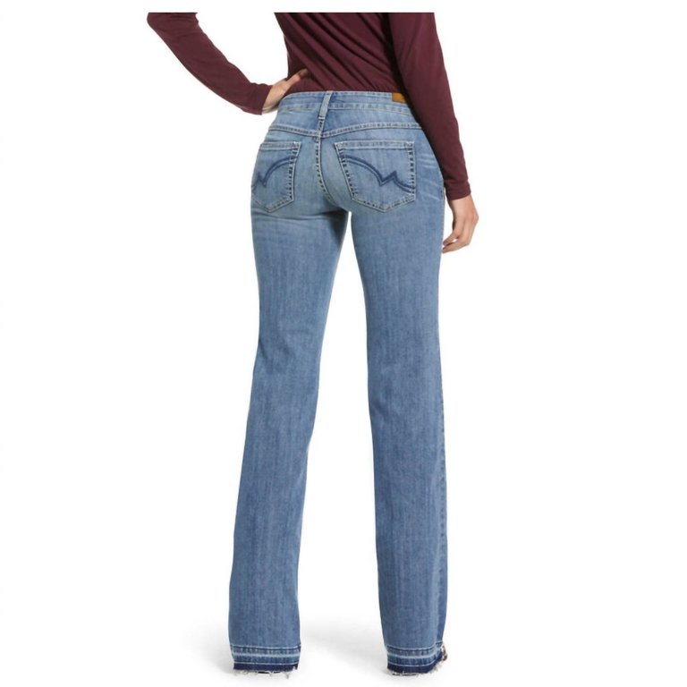 Women's Mid Rise Trouser Leah 3D Wide Leg Jean In Denim Blue