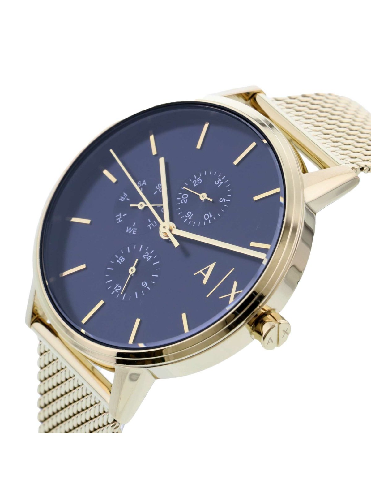 Armani Exchange Gold AX2715 Cayde Fashion Quartz Watch | Japanese Stainless-Steel Mesh Mens Verishop Gold