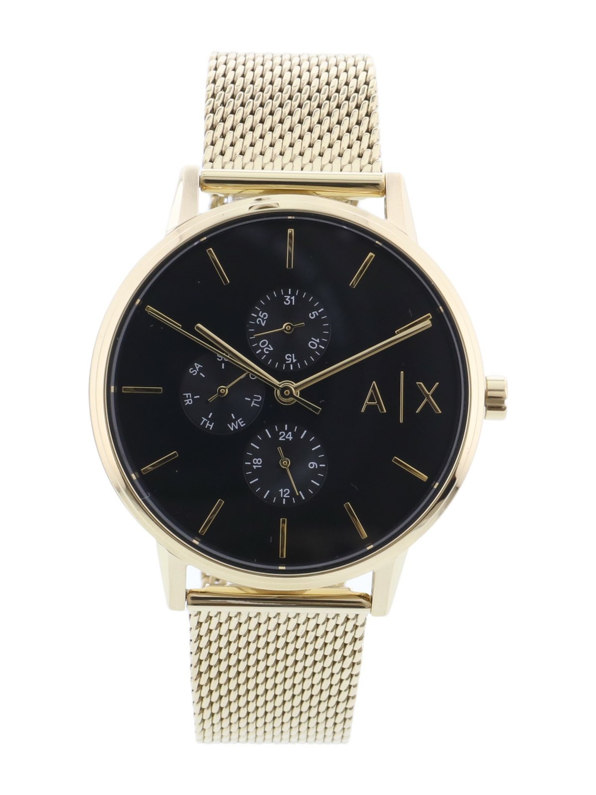 Armani Exchange Gold Mens Cayde Mesh Gold Verishop Stainless-Steel Watch Fashion | AX2715 Quartz Japanese