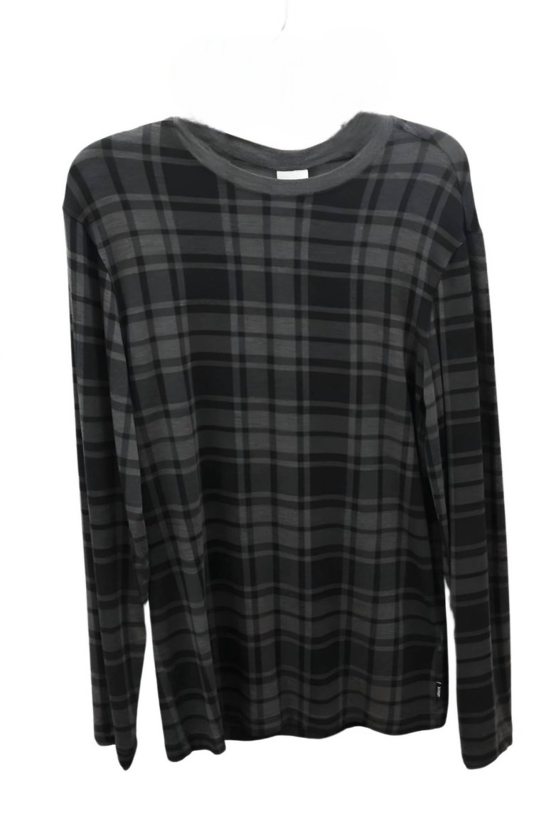 Jersey Plaid Top In Grey - Grey