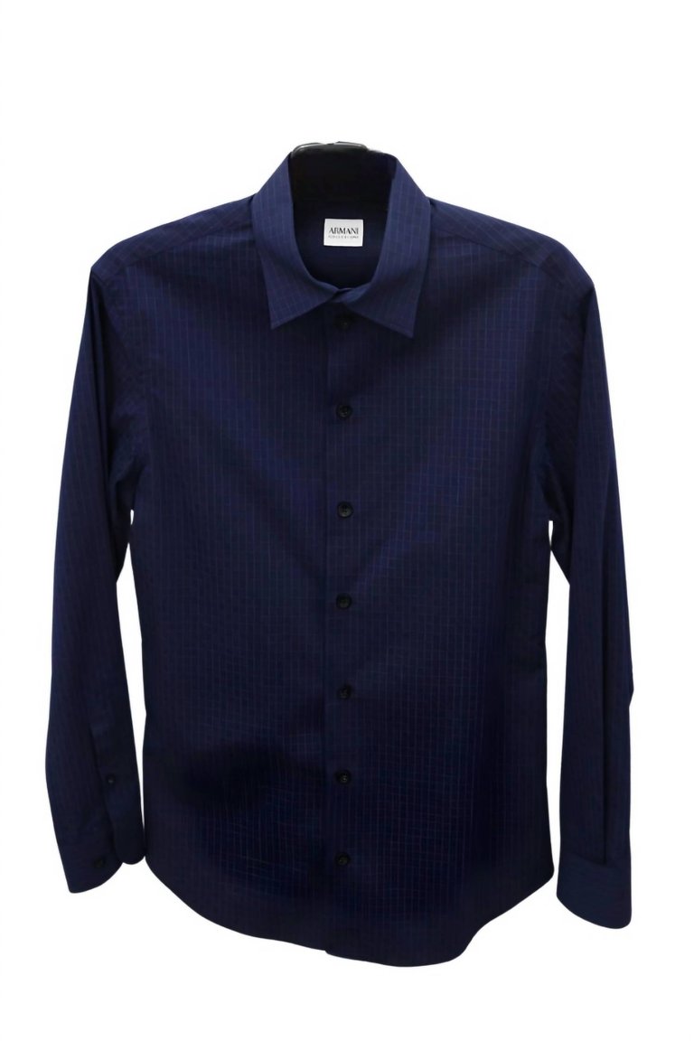 Long Sleeve Button Down Shirt In Navy - Navy