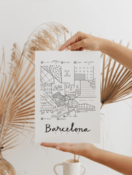 Barcelona Neighborhood Map Print