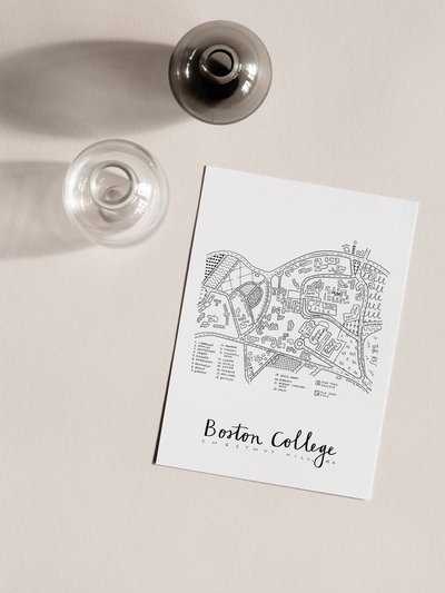 Art By Aleisha Boston College (Chestnut Hill) Campus Map Print product