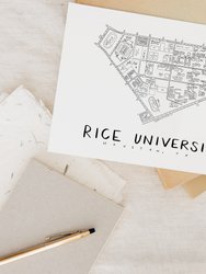 Rice University Campus Map Print