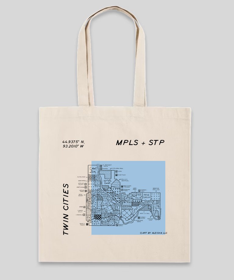 Twin Cities Map Tote - Natural