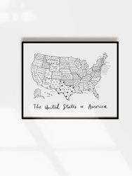United States Of America Map Print