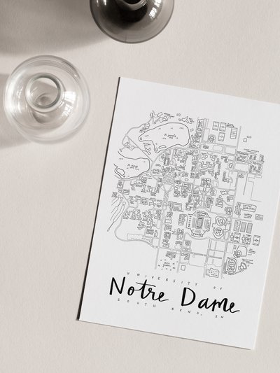 Art By Aleisha University Of Notre Dame Campus Map Print product