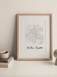 University Of Notre Dame Campus Map Print