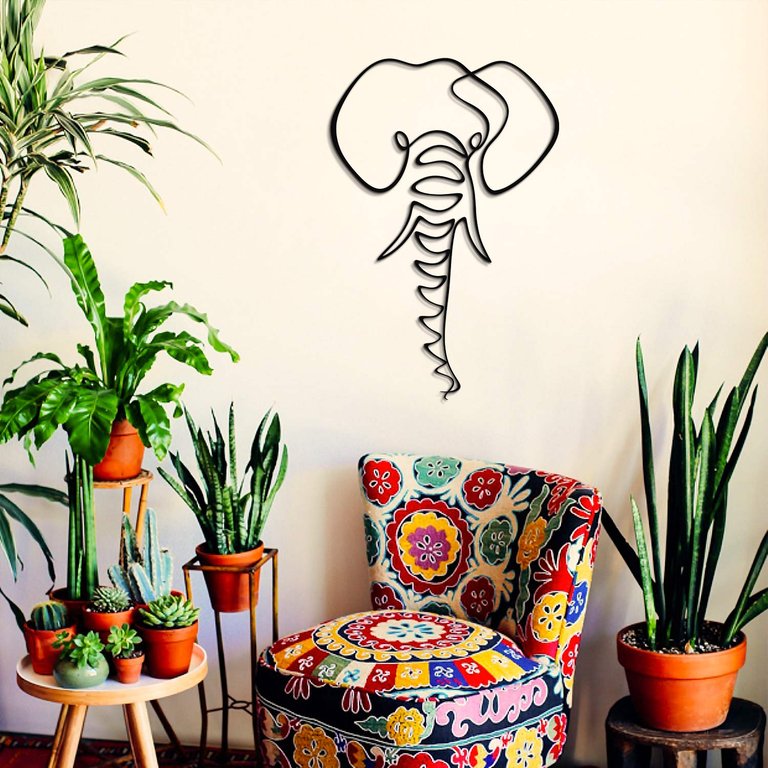 Elephant Line Art - APT632 - Black