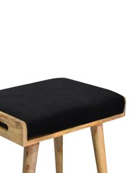 Black Velvet Tray Style Footstool