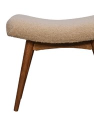 Boucle Cream Curved Bench - Brown And Cream