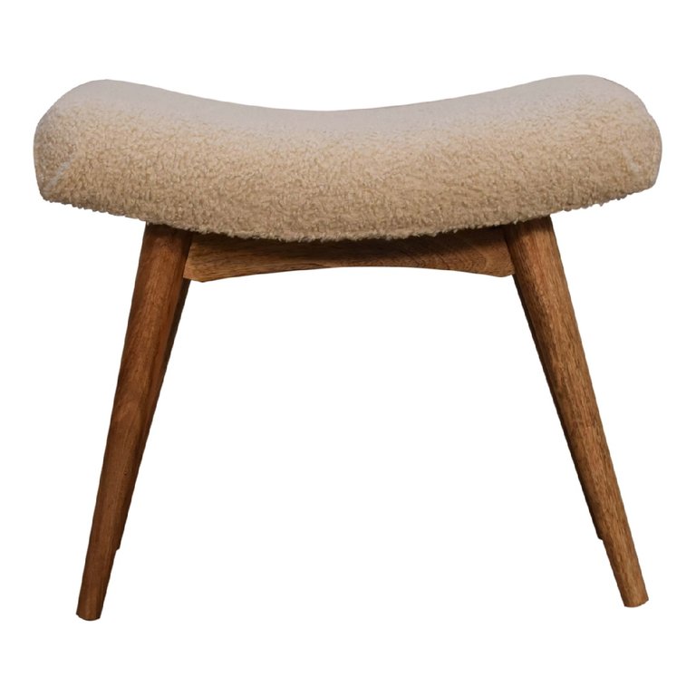 Boucle Cream Curved Bench - Brown And Cream