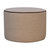 Boucle Round Footstool With Bufallo Leather Piping - Cream