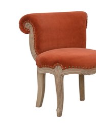 Brick Red Velvet Studded Chair