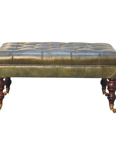 Artisan Furniture Buffalo Green Leather Ottoman with Castor Legs product
