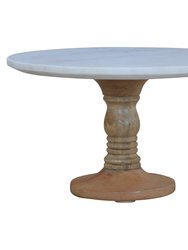 Cake Stand With Marble Top - White