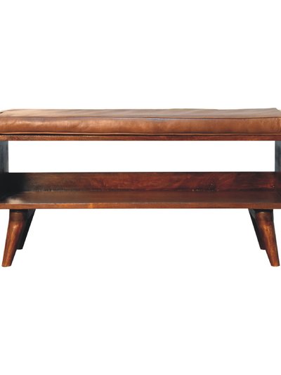 Artisan Furniture Chestnut Bench With Brown Leather Seatpad product