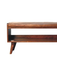 Chestnut Bench With Brown Leather Seatpad - Brown