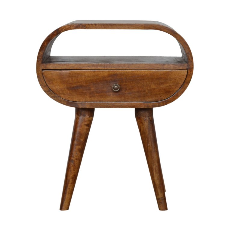 Chestnut Circular Bedside With Open Slot - Brown