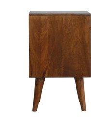 Chestnut Cube Carved Nightstand