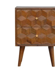 Chestnut Cube Carved Nightstand - Brown