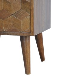 Chestnut Cube Carved Nightstand