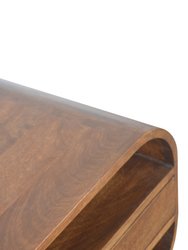Chestnut Curved Edge Media Unit With 2 Drawers