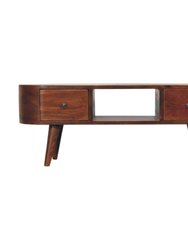 Chestnut Rounded Coffee Table With Open Slot - Dark Brown