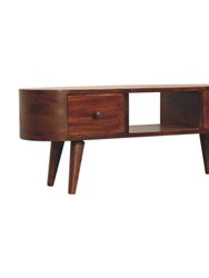 Chestnut Rounded Coffee Table With Open Slot