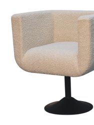 Cream Boucle Black Base Swivel Arm Chair