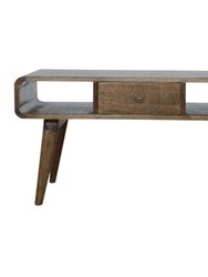 Curved Grey Washed Coffee Table - Brown