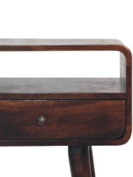 Curved Light Walnut Console Table