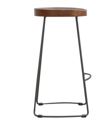 Industrial Bar Stool With Chunky Wood Seat