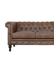 Leather Double Seater Chesterfield Sofa - Brown
