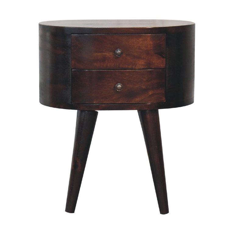 Light Walnut Rounded Bedside Table - Light Walnut