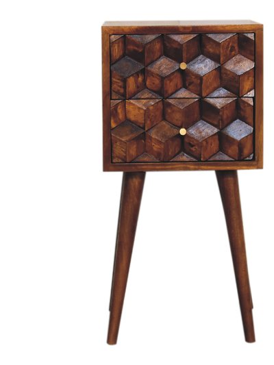Artisan Furniture Mini Chestnut Cube Carved 2 Drawer Bedside product