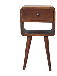 Mini Chestnut Curved Bedside with Lower Slot - Brown
