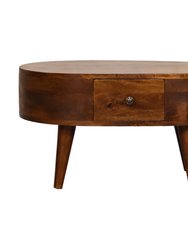 Mini Chestnut Rounded Coffee Table - Brown/Chestnut