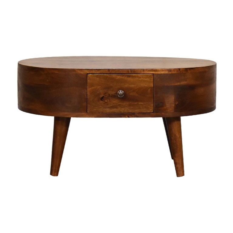 Mini Chestnut Rounded Coffee Table - Brown/Chestnut