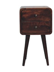 Mini Light Walnut Curved Bedside - Walnut