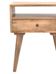 Modern Solid Wood Nightstand With Open Slot - Brown