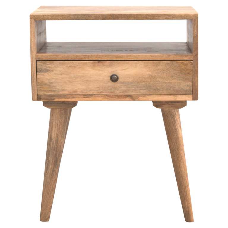 Modern Solid Wood Nightstand With Open Slot - Brown