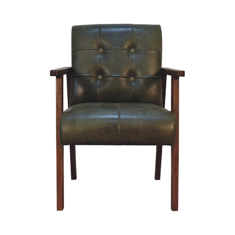 Olive Buffalo Leather Chair - Olive Green